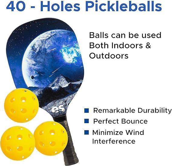Premium Wood Pickleball Paddles, Set of 4|Premium Wood Pickleball Paddles,Pickleball Balls, 4 Cooling Towel,Pickleball Bag,Comfort Grip Pickleball Rackets,, Red and Blue