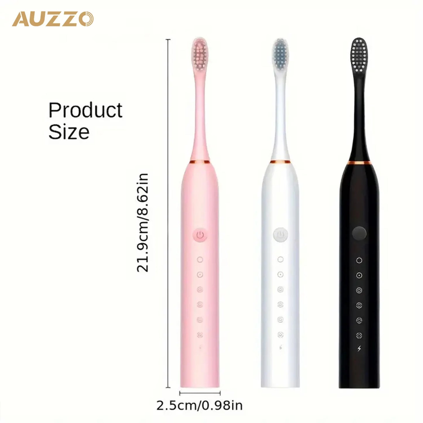 Usb Rechargeable Ultrasonic Electric Toothbrush Adults Portable Travel Sonic Toothbrush 4 Brush Heads 6 Operating Modes Soft