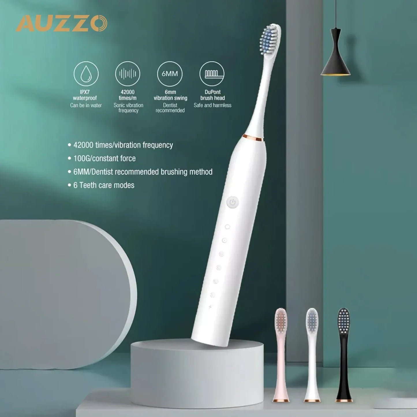 Usb Rechargeable Ultrasonic Electric Toothbrush Adults Portable Travel Sonic Toothbrush 4 Brush Heads 6 Operating Modes Soft