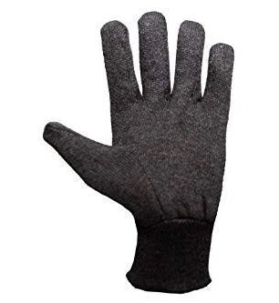 Heavy Weight 9OZ. Cotton Brown Jersey Work Gloves, Knit Wrist, 6 Pair (Medium)