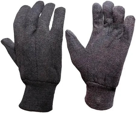Heavy Weight 9OZ. Cotton Brown Jersey Work Gloves, Knit Wrist, 6 Pair (Medium)