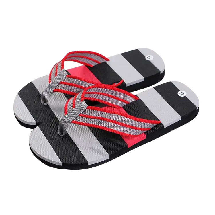 Slipper Summer Men's Indoor and Outdoor Non-Slip Slippers Striped Color Matching Beach Leisure Flip-Flops