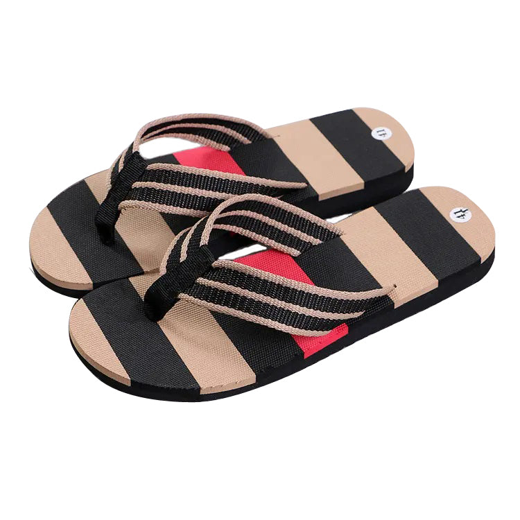 Slipper Summer Men's Indoor and Outdoor Non-Slip Slippers Striped Color Matching Beach Leisure Flip-Flops