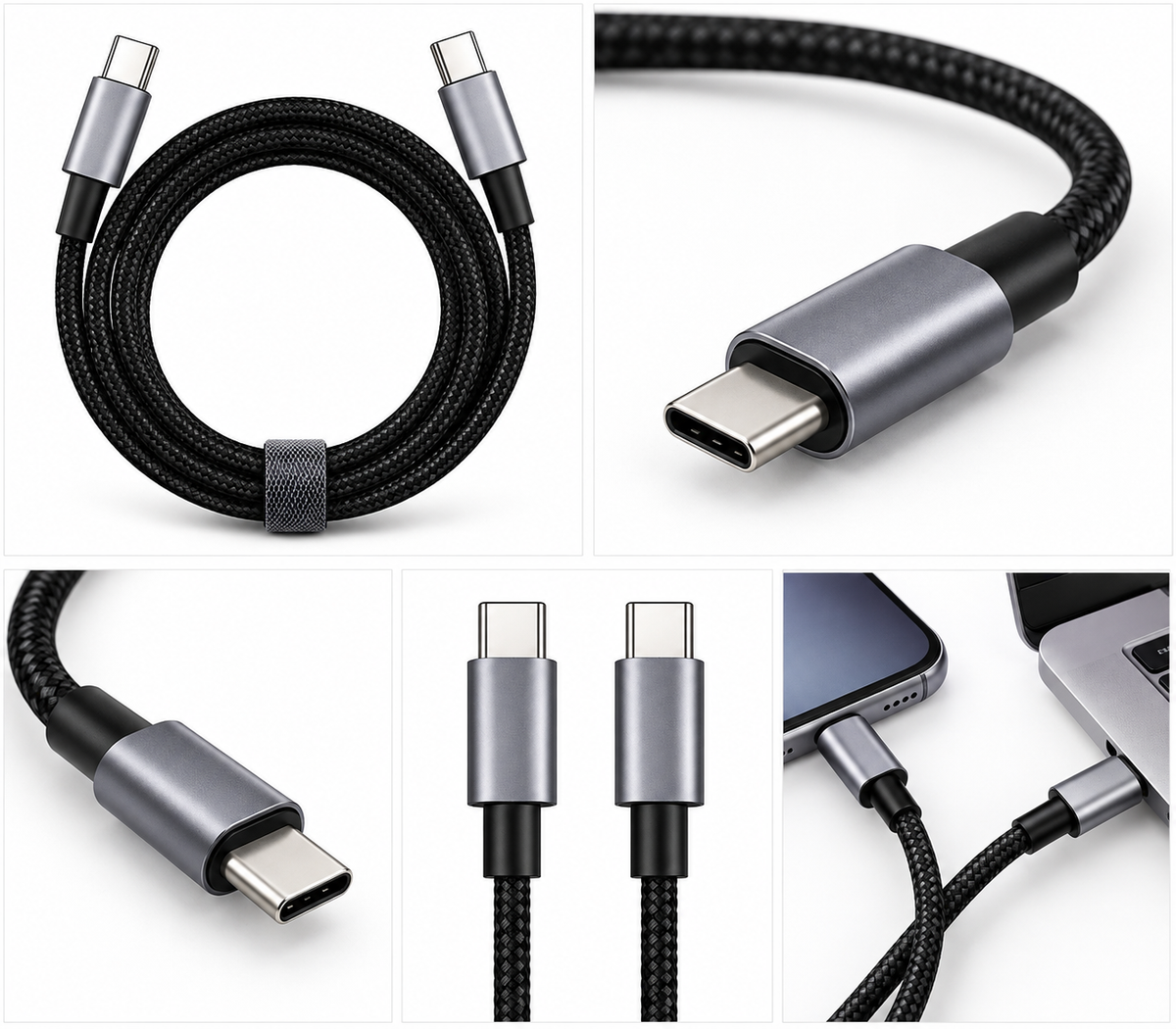 Reh-Acc 2-Pack USB-C to USB-C Braided Cables 3ft Black/Silver iPhone 18