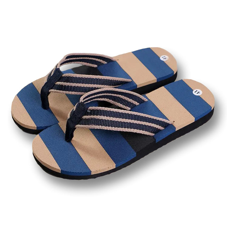 Slipper Summer Men's Indoor and Outdoor Non-Slip Slippers Striped Color Matching Beach Leisure Flip-Flops