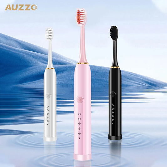 Usb Rechargeable Ultrasonic Electric Toothbrush Adults Portable Travel Sonic Toothbrush 4 Brush Heads 6 Operating Modes Soft