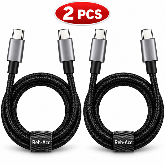 Reh-Acc 2-Pack USB-C to USB-C Braided Cables 3ft Black/Silver iPhone 18