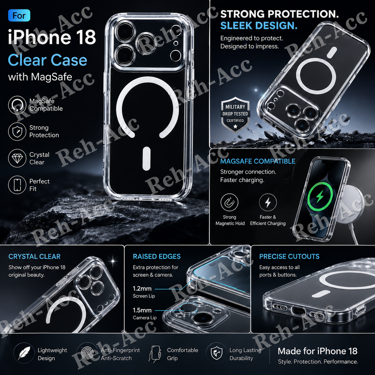 Clear Magnetic Case For Iphone 17 / 18 Pro and Pro Max
