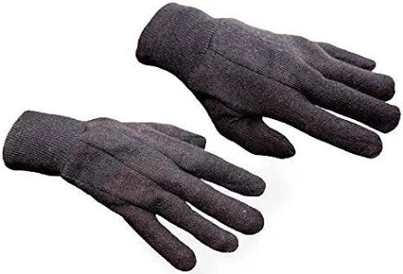 Heavy Weight 9OZ. Cotton Brown Jersey Work Gloves, Knit Wrist, 6 Pair (Medium)