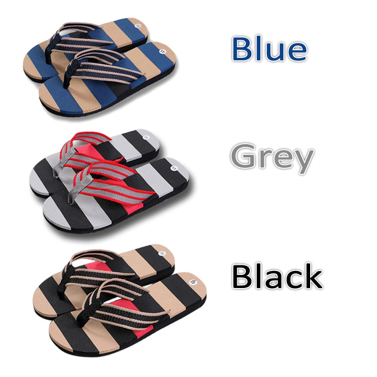 Slipper Summer Men's Indoor and Outdoor Non-Slip Slippers Striped Color Matching Beach Leisure Flip-Flops